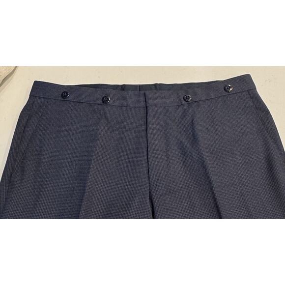 BOSS Hugo Boss Navy Virgin Wool Pants Men’s Size 38R Blue Check Classic Cuffed - Picture 3 of 14